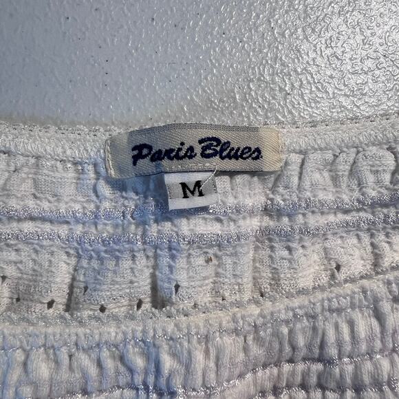 Vintage Paris Blues Top Y2K Peasant Blouse Eyelet Fairy Grunge Boho Coachella - Picture 6 of 7